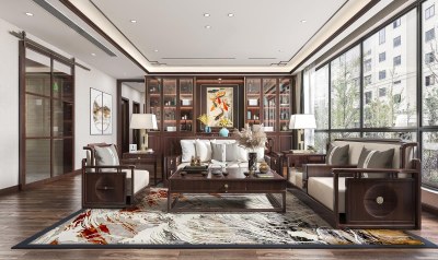 新中式客餐厅3D模型下载